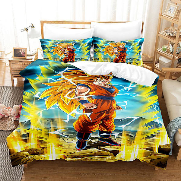 Dragon Ball 3D-tryckt 2/3-delars sängklädesset Påslakan Örngott Barnpresent Färg 10 228x228cm