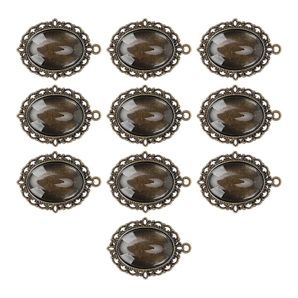 10 Sæt Glas Patch Vedhæng Ovale Bakke Glas Cabochon Klare Kuppel Fliser DIY Smykkematerialer
