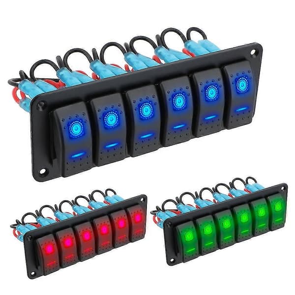 24v 12v Kontaktpanel 6 Knapper Lys Toggle Led Biltilbehør Til Marinebåd Campingvogn Autocamper SUV Trailer Lastbil Køretøjer