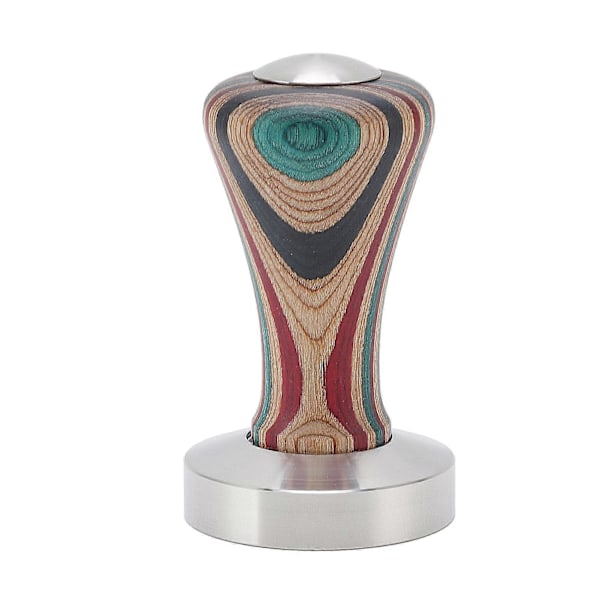 Fargerik Kaffe Tamper i Tre med Flat Base i Rustfritt Stål, Pulverhammer for Kaffetilbehør 51mm