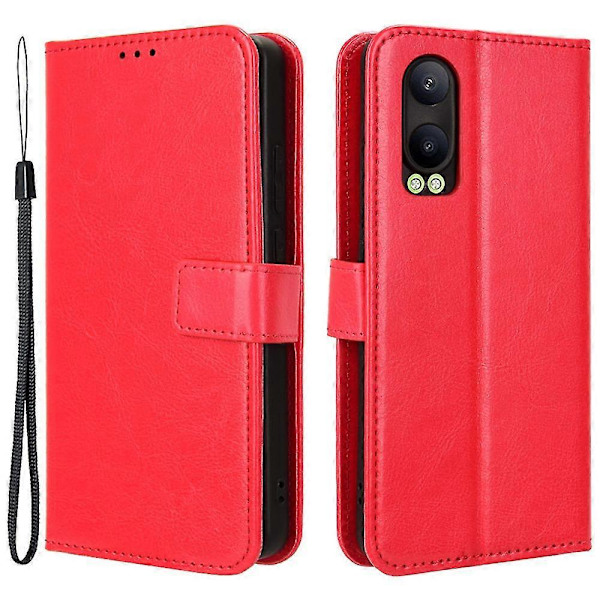 För Oppo K12x 5G/ OnePlus Nord CE 4 Lite 5G Mobilskal Stötsäkert Läder Flipfodral Red