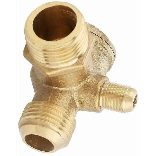 Luftkompressor backventil, 1/2\" x 3/8\" x 1/8\" utvändig mässingsventil med gängad anslutning för tryckluftstank och pump