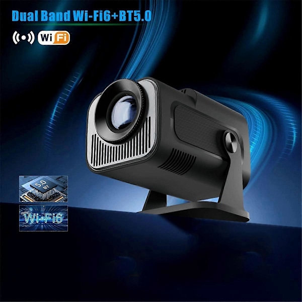 HY320 Mini Native 720P Android 11 Projektori 200ANSI Wifi6 BT5.0 Elokuva Ulkokäyttöön Kannettava 180 Kääntyvä Projektori, AU Pistoke