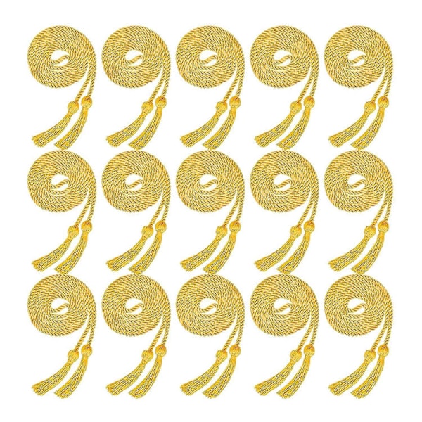 15 Stykker Dimissionssnor Flettede Snore med Kvaster til Dimittender (Guld)