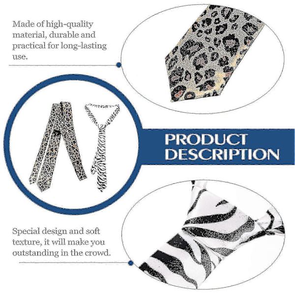 2-pack Herr Slipsar med Djurmönster Cool Cheetah Leopard Zebra Slips-Bra