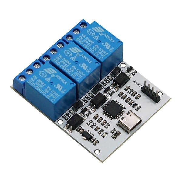 Relæmodul 3 Kanal USB til CH340 Seriel Kontrol Relæmodul Optokobler Beskyttelse TYPE-C Interface Modul DSTUR-T30
