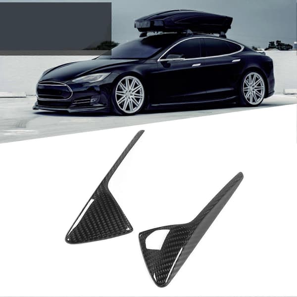 Par Sidokamera Ventilationsskydd Trim Äkta Kolfiber Passar Tesla Model 3 S X Y Glansig Kolfiber