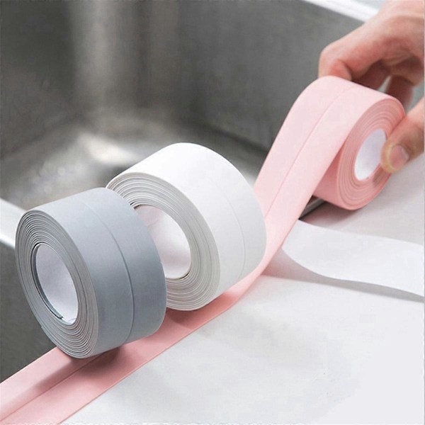 Vattentät Tätningslist Anti-Mögel Badrum Kök Dörr List Dusch Handfat Badkar Tätning 3.2m X 3.8cm Rosa