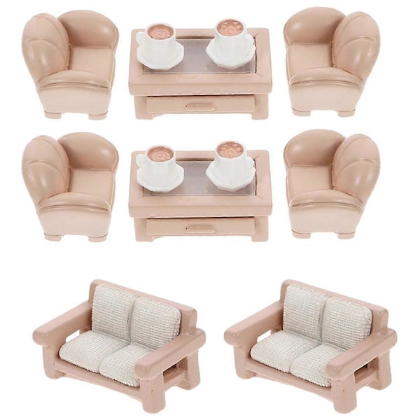 2 Set Miniatyyri Sohva Lelu Miniatyyri Koriste Pieni Talo Sohva Teepöytä Sohvamalli Pieni Sohva Lelu