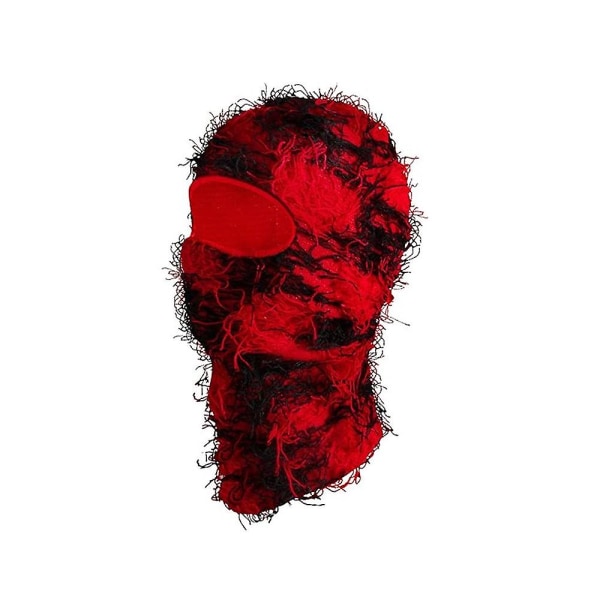 Herr Dam Sliten Balaclava Mössa Cool Skidmask Full Face Stickad Balaclava Vinter Varm Vindtät Mössa För Kallt Väder Black Red