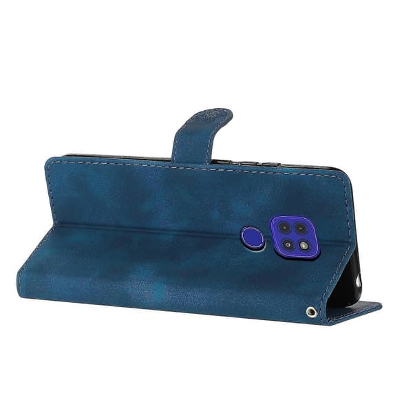 Blomster Læder Etui Til Motorola Moto G9 / G9 Play / E7 Plus Blue