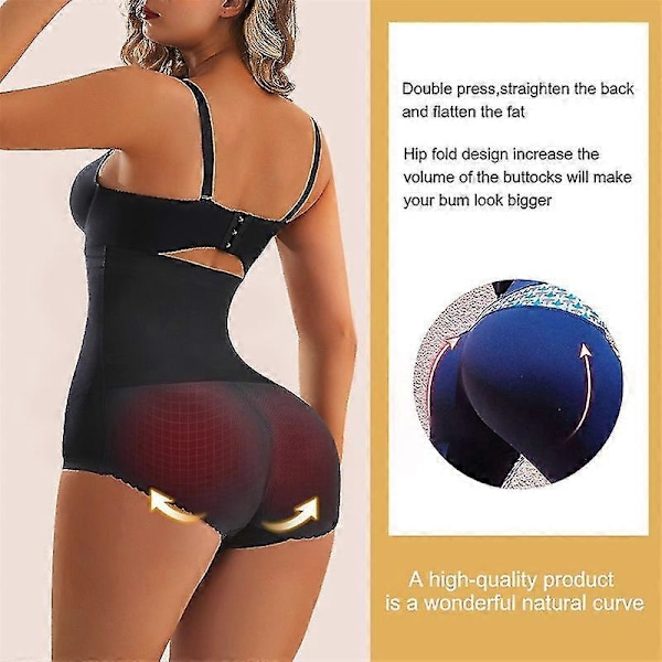 Kvinnor Vadderade Trosor Butt Lifter Body Shaper Falsk Rumpa Höfter Formande Underkläder Hög Midja Trainer Mage Kontroll Trosor Hud L