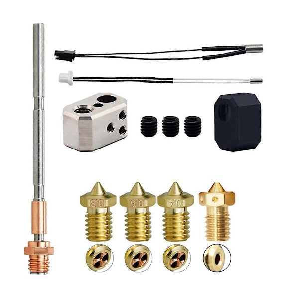 For Prusa I3 MK4 Ekstruder Hotend+E3DV6 Messingdyse 0.4mm+3xCHT Messingdyse 24V 40W Varmerør Kit for Prusa I3
