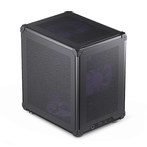 C6 MATX Mini ITX Kabinett PC Kabinett Bærbar Stasjonær Mesh Chassis Datamaskin PC Mini Datamaskin Chassis Svart