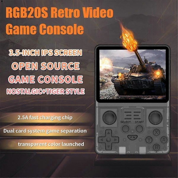RGB20S Retro Videopelikonsoli 16G+64G 3,5 tuuman näyttö avoimen lähdekoodin järjestelmä kannettavat videopelisoittimet lasten lahjat