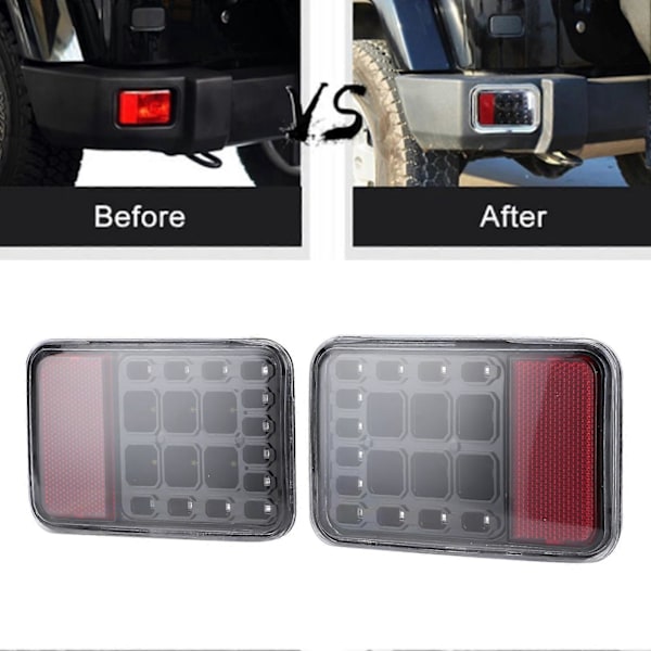 2 stk 12V Bakre Tåkelys 6500K Høy Lysstyrke IP67 Vanntett Passer for Jeep Wrangler JK 2007-2017