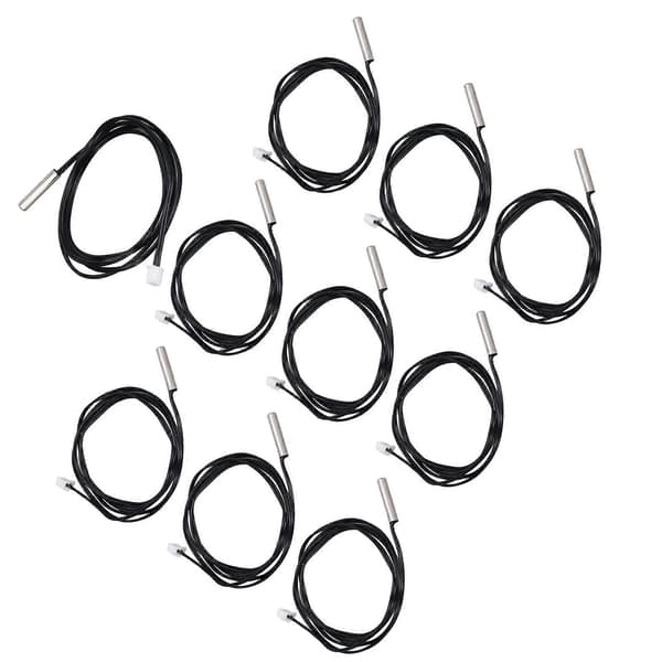 10 stk. Termistorsensor NTC Temp Temperaturprobe 5x25mm Sylindrisk Hode for Måling 20K B3950