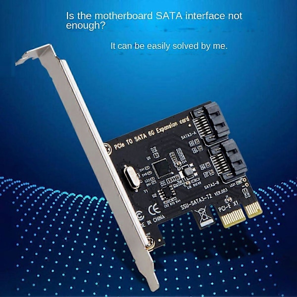 PCIE - SATA-kortti PCI-E -sovitin PCI - SATA3.0 -muunnin 2-porttinen SATA III 6G -laajennusohjain Ca