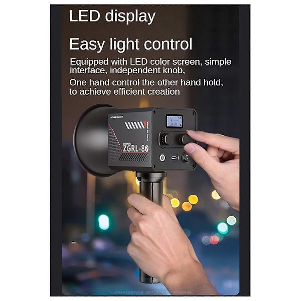NY 80W LED Videolampe Bi-Color COB Fotografisk Studiolampe 2500K-6500K 10000mAh for Video Livestreaming EU-PLUGG