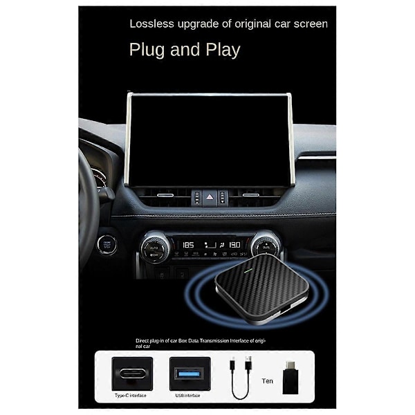 Langaton Carplay Android -sovitin Android Auto -autosovitin 2-in-1 langaton sovitin muuntaa langallisen Carplay-langattomaksi laatikoksi