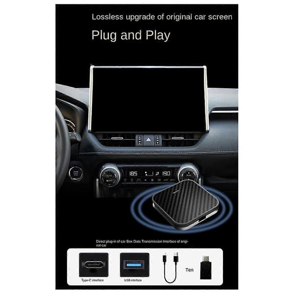 Trådløs Carplay Android Adapter Android Auto Biladapter 2-I-1 Trådløs Adapter Konverter Kablet til Carplay Trådløs Boks