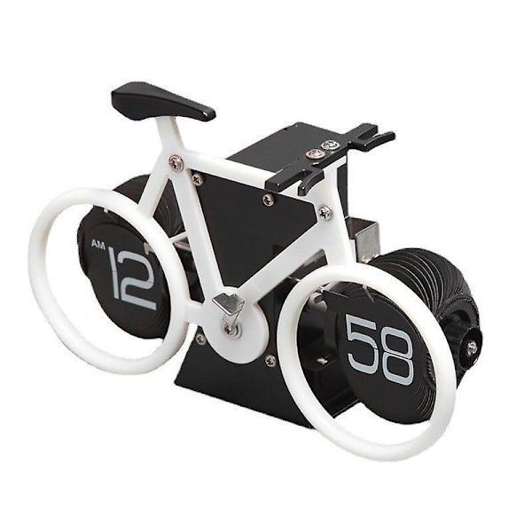 Flip Clock Vintage Style Cykelformad skrivbordsklocka Digital White