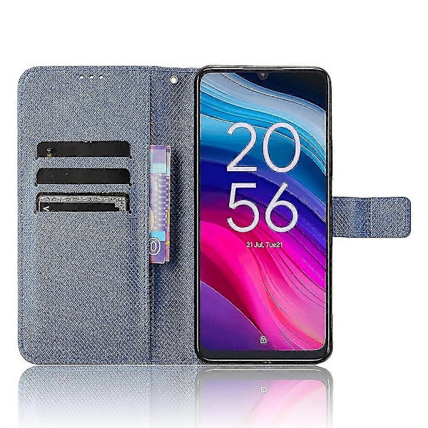 Fodral för TCL 505 T509K T5094 Diamanttextur PU Läder Kortplatser Ställ Telefonskydd Blue