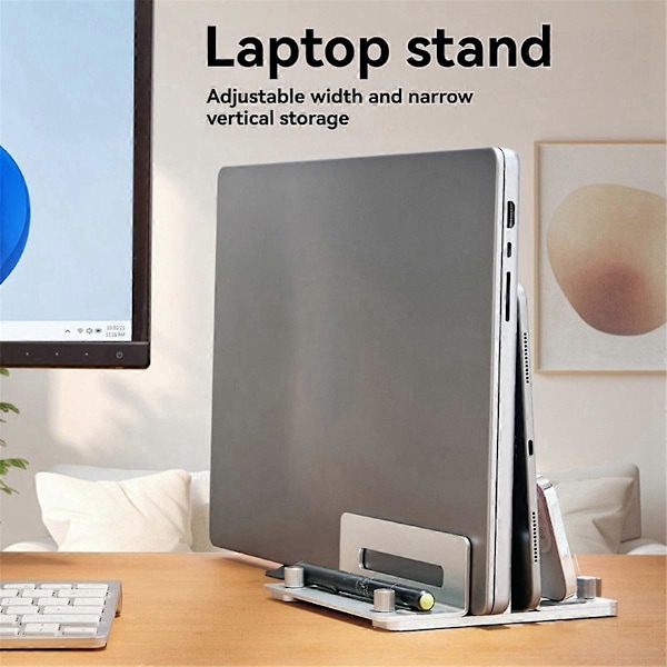 Vertikal Skrivebordsholder Justerbar Enkelt Klips Laptop Stand til Pro og Andre Grå