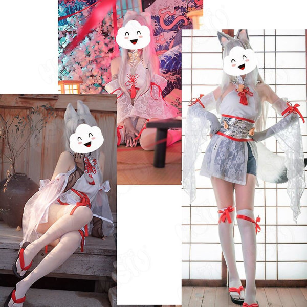 Spel Naraka Bladepoint Cosplay Kostym Tsuchimikado Kurumi Cosplay Vita Strumpor Uniform Kostym Otaku Kaori Wig M
