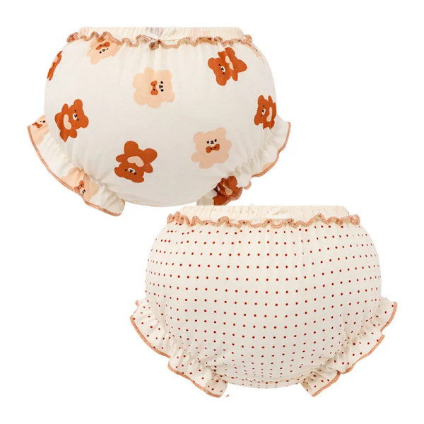 2 st Sommar Baby 100% Bomulls Shorts Barn Kawaii Söta Tecknade Kalsonger PP Byxor 1076AD 6-12M ( 90 )