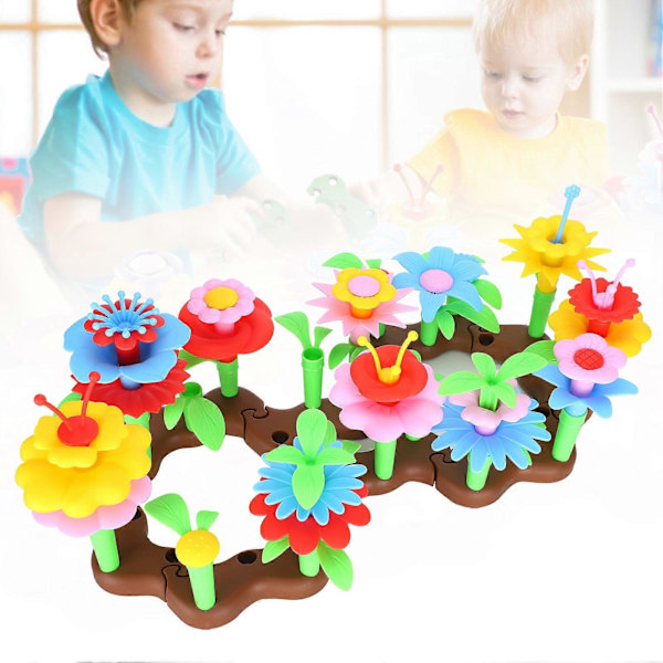 Blomsterträdgård Byggklossar Set DIY Blomstermonteringsleksak Barn Pedagogisk Leksak
