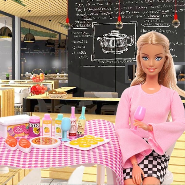 Dockskåpsminiatyr Kök Mat För Barbie 43 Delar Middagsset 18 items