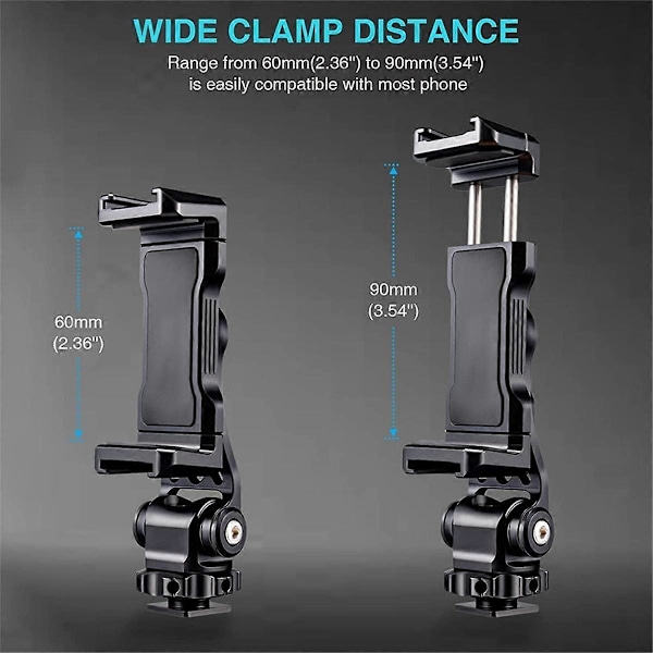 Stativmonteringsklemme Metal Telefonholder med Cold Shoe Arca 360 Roterbar til Live Fotografering til Dslr