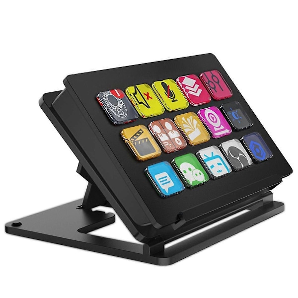 For StreamDeck Tastatur LCD-knapp 15 Taster Live Innholdsskaping Visuell Kontrollerknapp Tilpasset for Windows/Android/IOS