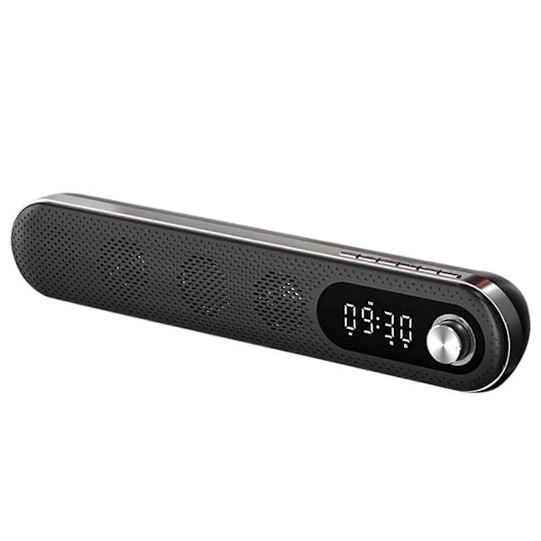 Langaton USB Pöytä Bluetooth Kaiutin Soundbar Yövalolla Herätyskello FM Lämpötila PC TV Tietokone Kotiin, Musta