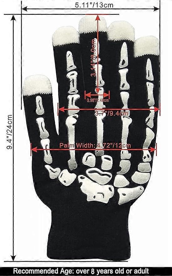 Skeletthandskar, LED-handskar, Lysande handskar, Fingerljus magisk leksak