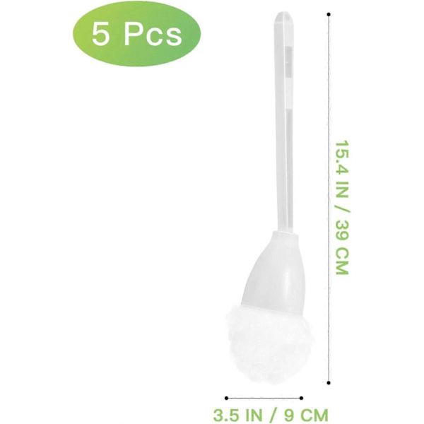 5 st Mjuk toalettborste, Vit, Polypropen, 39 cm