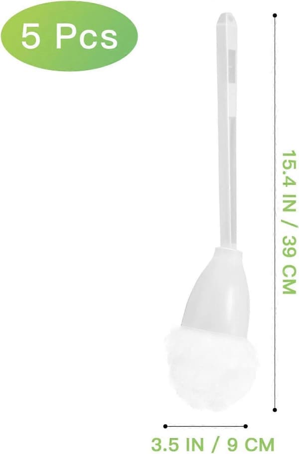 5 stk Myk toalettbørste, Hvit, Polypropylen, 39 cm