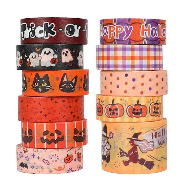 Halloween Washi Tape - Sött Orange Washi Tape Set, Perfekt För, DIY Hantverk, Planerare, Scrapbook, Presentförpackning