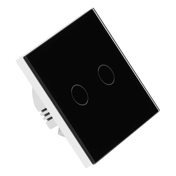 Typ 86 2-vägs Smart Switch Touch Röststyrning Hushåll Kondensatorfri Bakgrundsbelyst Switch för Zigbee Tuya (Svart)