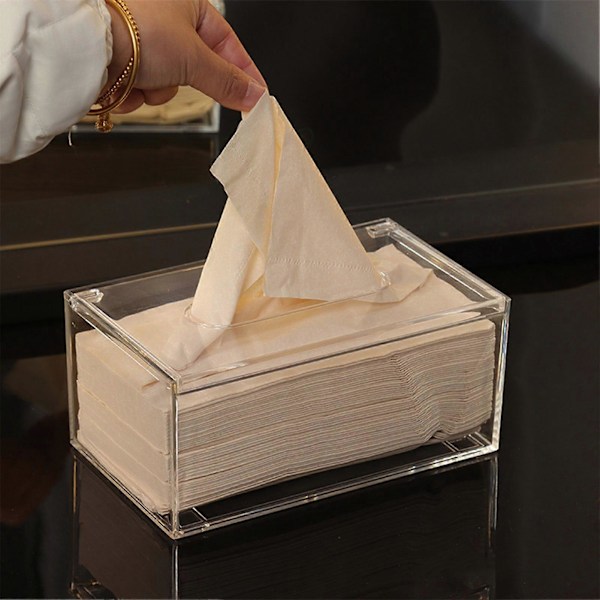 Vattentät Tissue Box Transparent Synlig Akryl Klar Servett Pappersförvaringslåda Hemorganisatör Daglig Användning