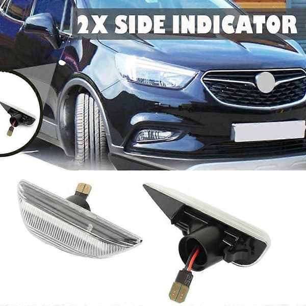 2 stk. LED blinklys sideblinklys for Opel Mokka X for 13-19 Transparent