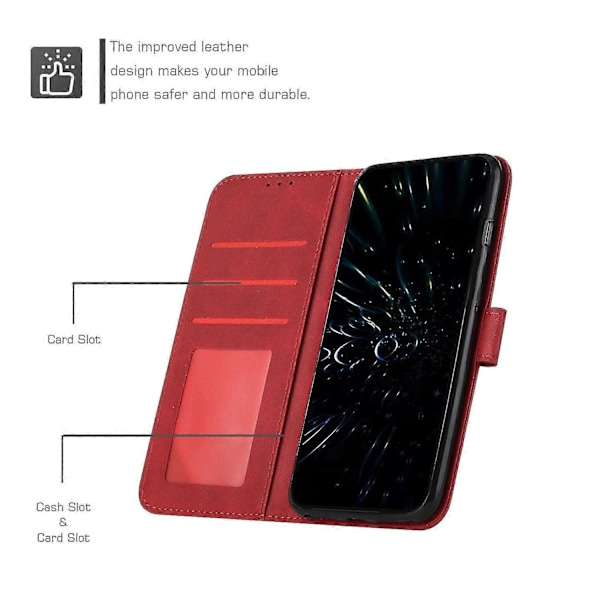 För Oppo Reno 8 5G Inhemsk/Reno 8 5G Utländsk Enkelt Tvåfärgat Kalvskinns Mobiltelefon Läderfodral Red