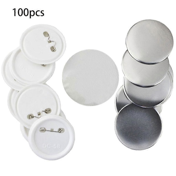 100 Set Metall Blankt Märke Personliga Broscher Cabochon Ryggsäck Kläder Slagstift Delar För Knappmaskin DIY Hantverksmaterial 25mm