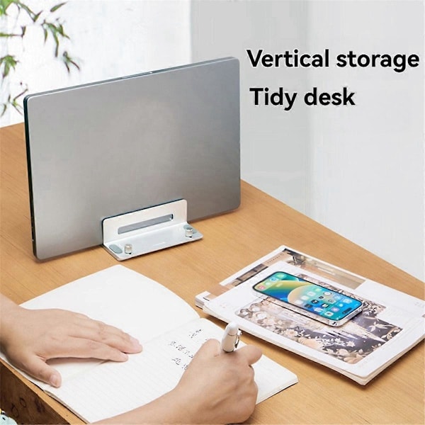 Vertikalt Skrivbordsställ Justerbart Enkelt Klämma Laptopstativ för Pro och Andra Silver