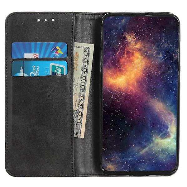 Til Xiaomi Redmi 13c Etui Split Læder Magnetisk Auto-absorberende Telefoncover Black