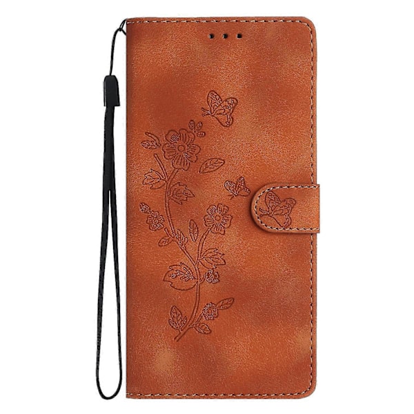 Blommig Läderfodral För Motorola Moto G9 / G9 Play / E7 Plus Brown