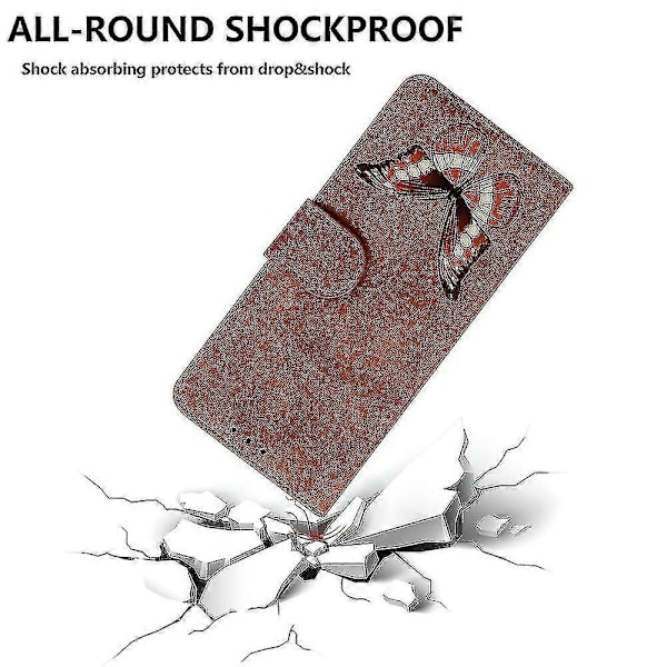 Fodral för Nokia X10/ X20 Fjäril Skydd Premium Läder Magnetisk - Rosa Brown