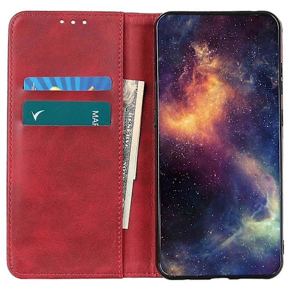 För Xiaomi Redmi 13c Fodral Delat Läder Magnetiskt Autoabsorberande Telefonskal Red