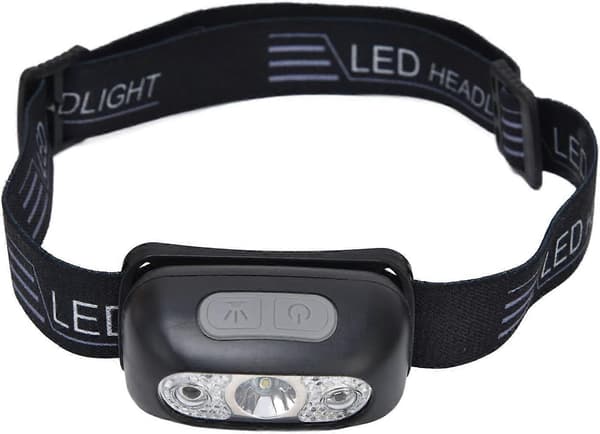 Multifunksjonell LED-hodelykt, bærbar hodelykt med bevegelsessensor, justerbar vinkel, vanntett, USB-lading, brukes til eventyr, nattløping, camping,
